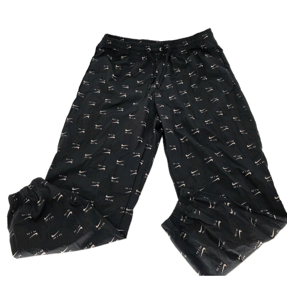 Nike Air Sportswear Jogging Suit Sweatpants Black All Over Logo Men XL Nylon
